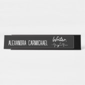 Schrijver Black and White Name Bord Bureau Naambordje (Voorkant)