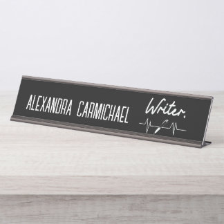 Schrijver Black and White Name Bord Bureau Naambordje