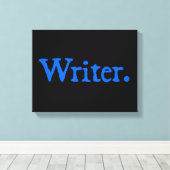 Schrijver: Blauwe tekst Canvas Afdruk (Insitu (Houten vloer))