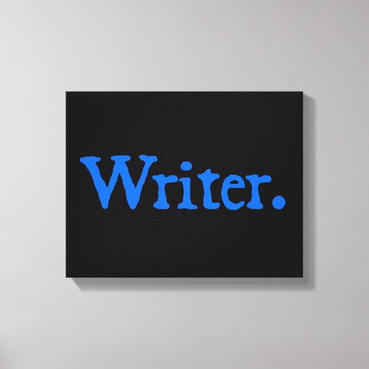 Schrijver: Blauwe tekst Canvas Afdruk (Voorkant)