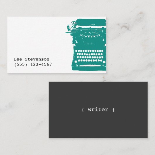 Schrijver Blauwgroen  schrijfmachine Visitekaartje (Voorkant / Achterkant)