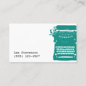 Schrijver Blauwgroen  schrijfmachine Visitekaartje (Voorkant)
