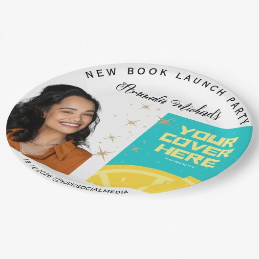 Schrijver Boek Launch Party Papieren Bordje (Gekanteld)