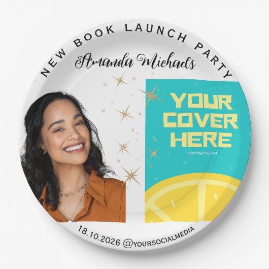 Schrijver Boek Launch Party Papieren Bordje (Voorkant)