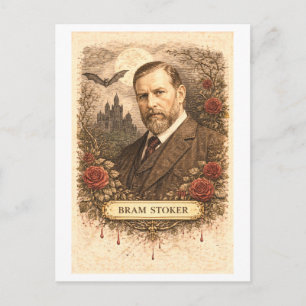 Schrijver Bram Stoker in vintage stijl Briefkaart