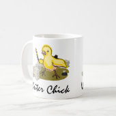 Schrijver Chick met papier, doezelaar en inkt Koffiemok (Voorkant links)