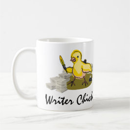 Schrijver Chick met papier, doezelaar en inkt Koffiemok