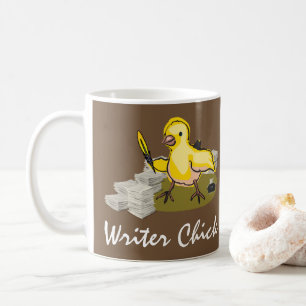 Schrijver Chick met papier, doezelaar en inkt Koffiemok