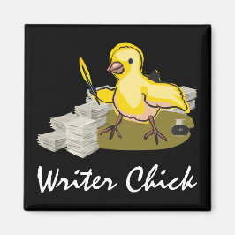 Schrijver Chick met papier, doezelaar en inkt Magneet