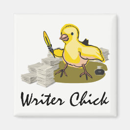 Schrijver Chick met papier, doezelaar en inkt Magneet