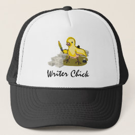 Schrijver Chick met papier, doezelaar en inkt Trucker Pet