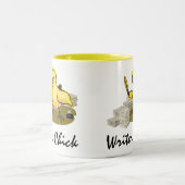 Schrijver Chick met papier, doezelaar en inkt Tweekleurige Koffiemok (Center)