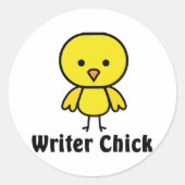Schrijver Chick Ronde Sticker (Voorkant)