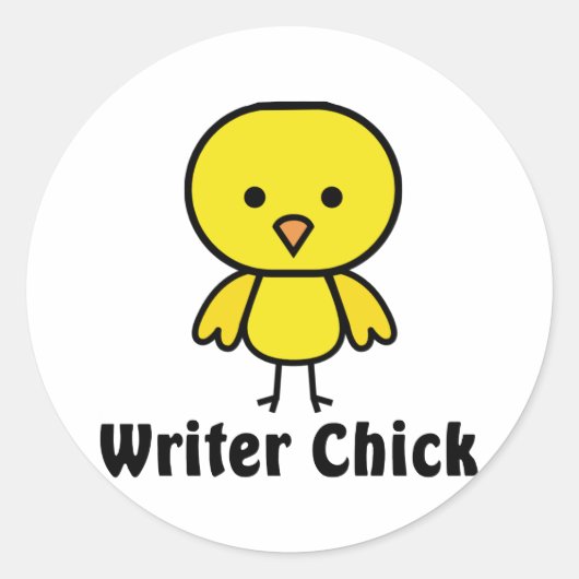 Schrijver Chick Ronde Sticker (Voorkant)