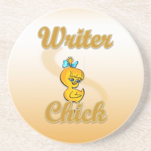 Schrijver Chick Zandsteen Onderzetter (Voorkant)