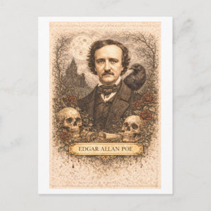 Schrijver Edgar Allan Poe in vintage stijl Briefkaart