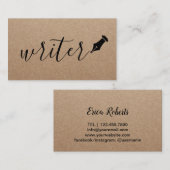 Schrijver Elegant handgeschreven Script Rustic Kra Visitekaartje (Voorkant / Achterkant)