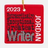 Schrijver Extraordinaire CUSTOM Keramisch Ornament (Voorkant)