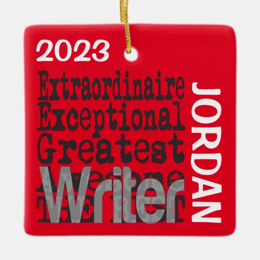 Schrijver Extraordinaire CUSTOM Keramisch Ornament (Voorkant)