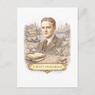 Schrijver F. Scott Fitzgerald in vintage stijl Briefkaart