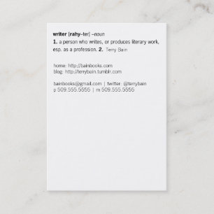 Schrijver gedefinieerd [zoals u] visitekaartje