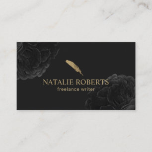 Schrijver Gold Quill Logo  Floral Visitekaartje