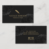 Schrijver Gold Quill Logo  Floral Visitekaartje (Voorkant / Achterkant)