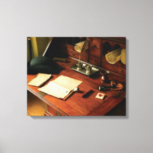 Schrijver - het bureau van een heer canvas afdruk