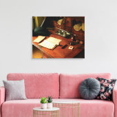 Schrijver - het bureau van een heer canvas afdruk (Insitu (Woonkamer))