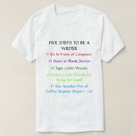 Schrijver in 5 stappen T-Shirt (Design voorkant)