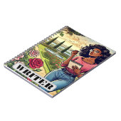 Schrijver in rozentuin spiraal notebook notitieboek (Linkerzijde)