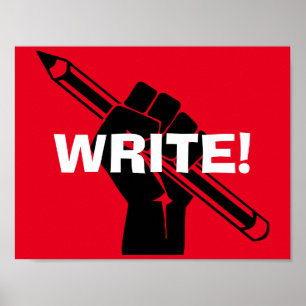 Schrijver is motivatie "Schrijven!" Rood Poster