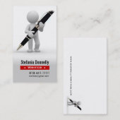 Schrijver Journalist Ballpoint Pen Visitekaartjes (Voorkant / Achterkant)