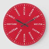 Schrijver klokje Funny Author Writer Clock in Red Grote Klok (Voorkant)