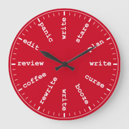 Schrijver klokje Funny Author Writer Clock in Red Grote Klok