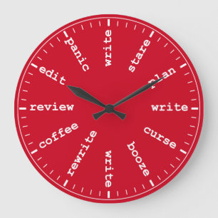 Schrijver klokje Funny Author Writer Clock in Red Grote Klok
