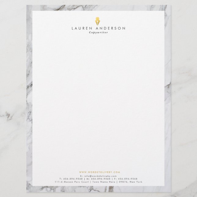 Schrijver Letterhead Marble Minimalist Briefhoofd (Voorkant)