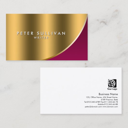 Schrijver Literaire Uitgeverij Elegant Red Gold Cu Visitekaartje (Voorkant / Achterkant)