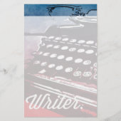 Schrijver met blauwrode Pop voor schrijfmachine Briefpapier (Voorkant)