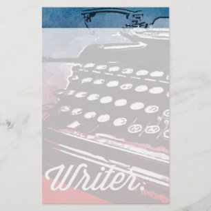 Schrijver met blauwrode Pop voor schrijfmachine Briefpapier