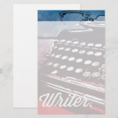 Schrijver met blauwrode Pop voor schrijfmachine Briefpapier (Voorkant / Achterkant)