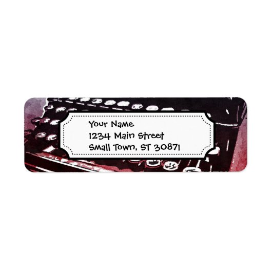 Schrijver met blauwrode Pop voor schrijfmachine Etiket (Voorkant)