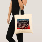 Schrijver met blauwrode Pop voor schrijfmachine Tote Bag (Voorkant (product))