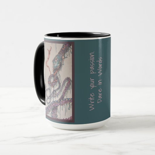 Schrijver moet lijst doen mok (Voorkant links)