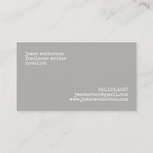 Schrijver Monogram Simple Rustic Wood  Visitekaartje (Achterkant)