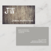 Schrijver Monogram Simple Rustic Wood  Visitekaartje (Voorkant / Achterkant)