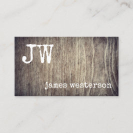 Schrijver Monogram Simple Rustic Wood  Visitekaartje
