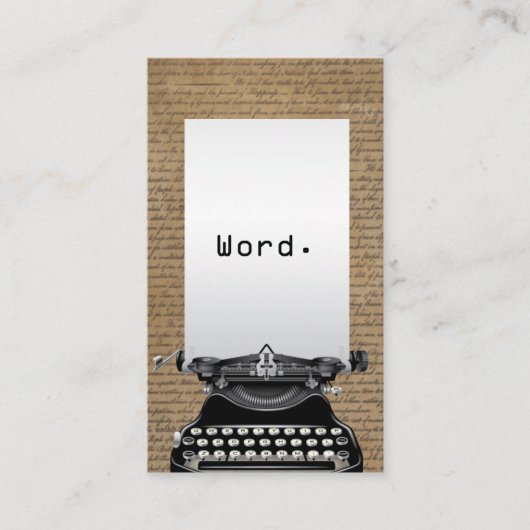 Schrijver  Oude Scripts & Typewriter Visitekaartje (Voorkant)