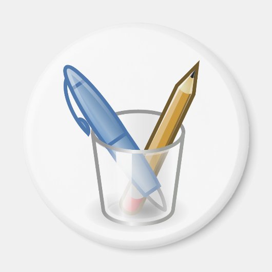 Schrijver Pen Pencil Cup Magneet (Voorkant)