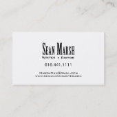 Schrijver Redacteur 5 Stijlvolle Creative Proofrea Visitekaartje (Achterkant)